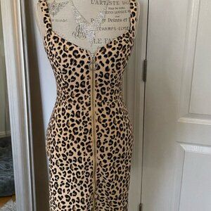 Divided Bodycon Dress - Leopard Print Size 8